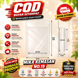 MIKA NO 15 - Mika kemasan/mika packing slot/mika packing universal - 50 PCS