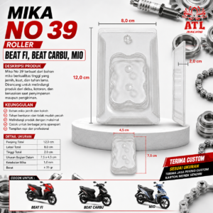 MIKA NO 39 - Mika kemasan/mika packing slot roller buat roller BEAT FI/BEAT CARBU/MIO - 1000 PCS