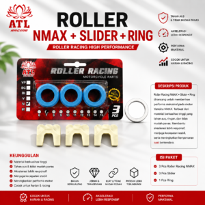 ROLLER RACING N-MAX 8 GRAM + SLIDER + RING - YAMAHA AEROX/M3/MIO Z/FILANO GEAR/FREEGO X/RIDE SEMUA 125 - ATL RACING - 1 SET